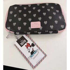 Disney Minnie Mouse Bioworld Travel Pocket Organizer Black Pink Wristlet NWT